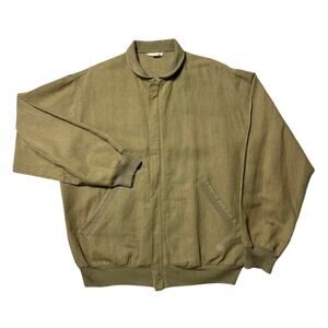 GMF 965 Vintage Made in Italy Linen Olive Drab Bomber Tanker Jacket Medium